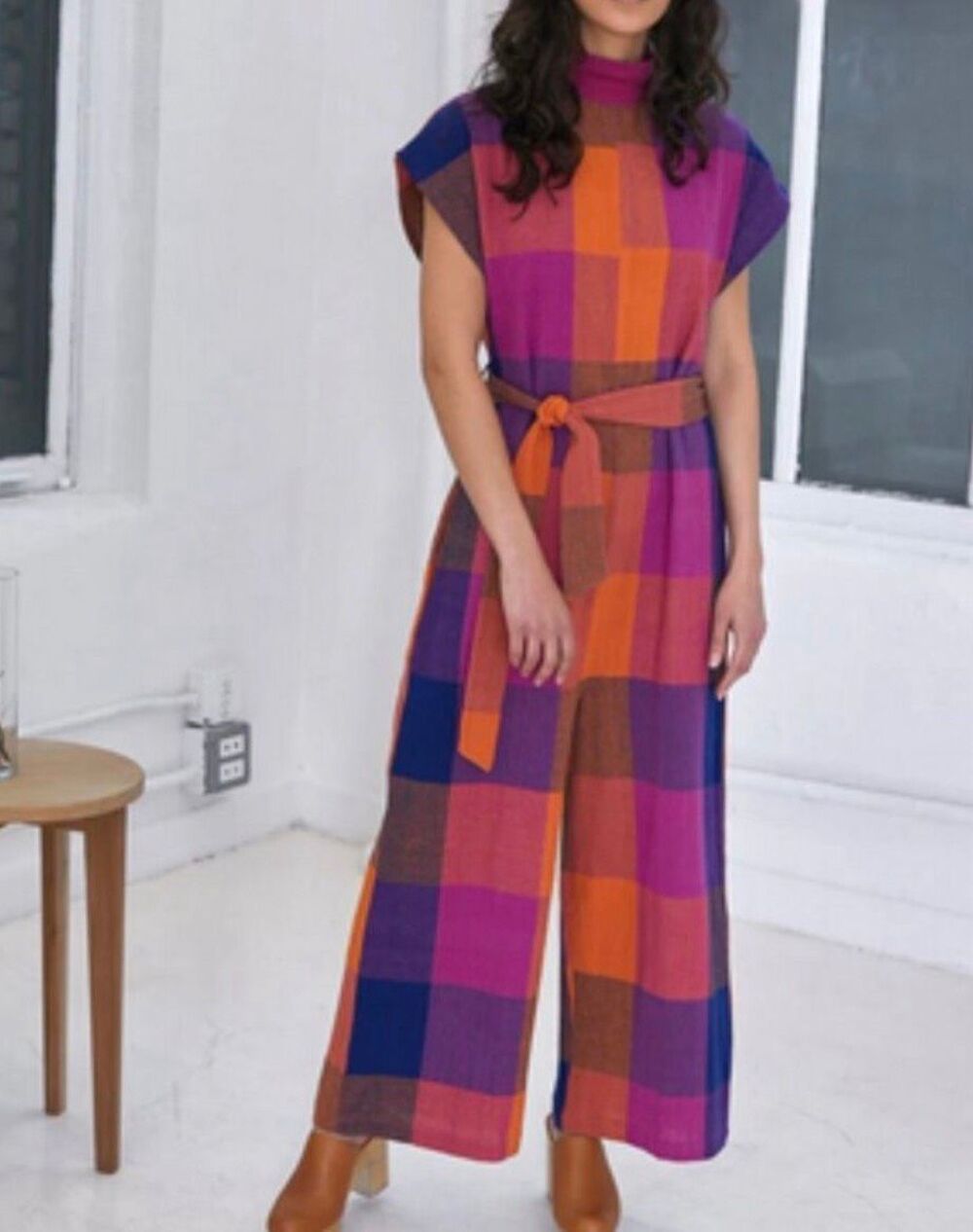 Rujuta Sheth Aurora Chex Plaid Jumpsuit boho lagenlook size 1XL